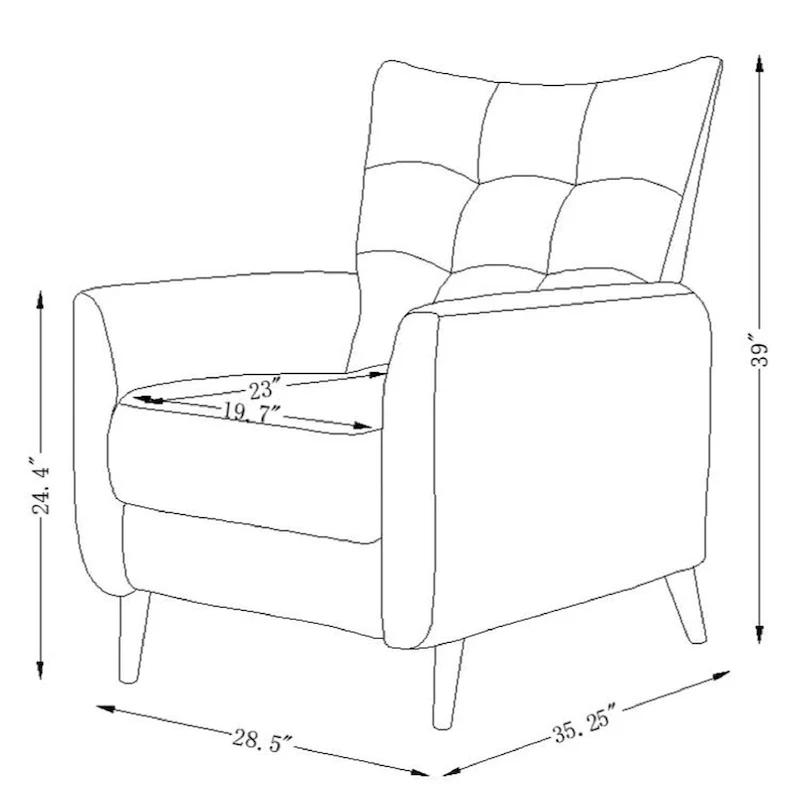 Modern Manual Recliner with Solid Wooden Legs
