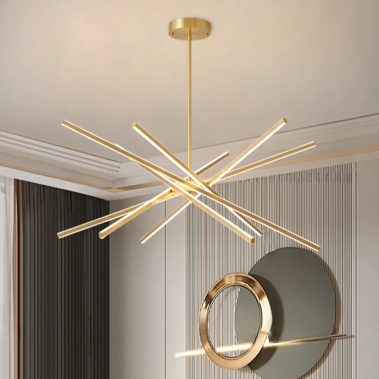 Modern LED Linear Sputnik Chandelier for Living Room