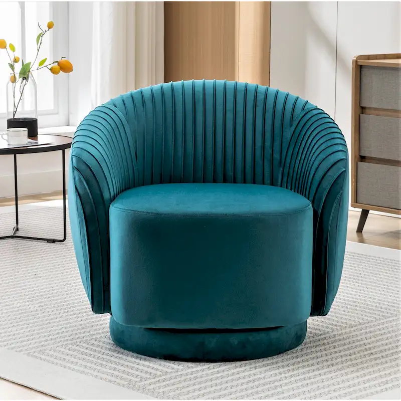 Small Milvo Velvet Swivel Barrel Chair