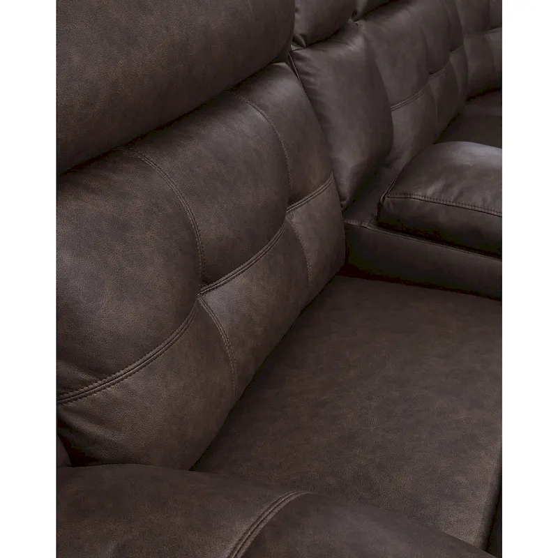 Punch Up Dark Brown 3-Piece Power Reclining Sectional Loveseat with Console - 93W x 39D x 41H