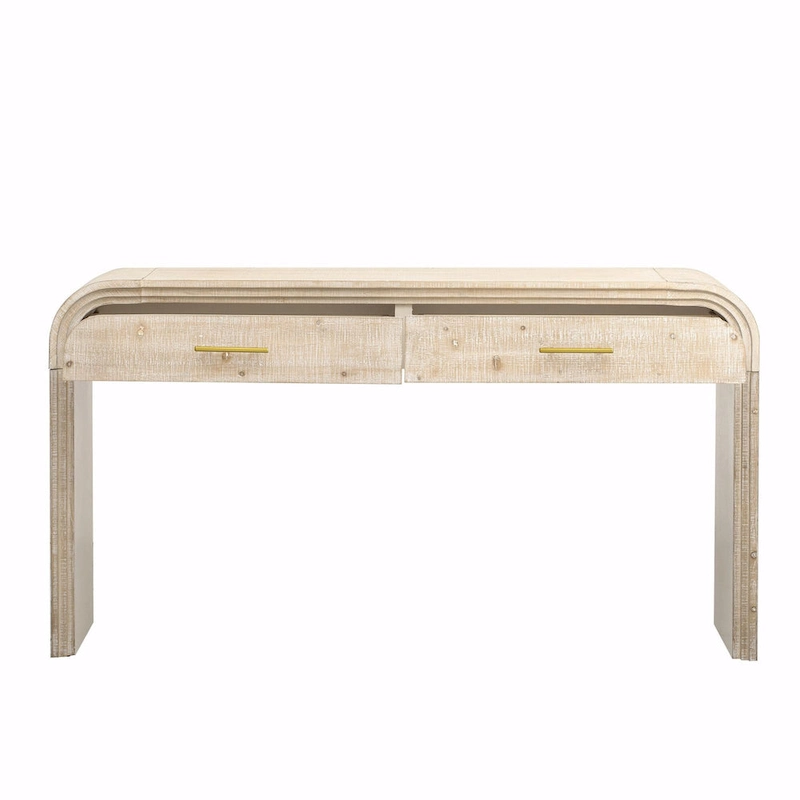 Irresistible Retro Silhouette Console Table: Open Style, Two Top Drawers