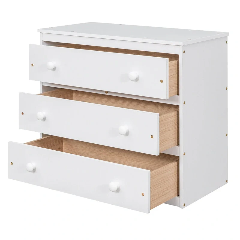 White Pine Wood Multifunctional Loft Bed with Movable Desk, Modular Bookshelf, Chest of Drawers