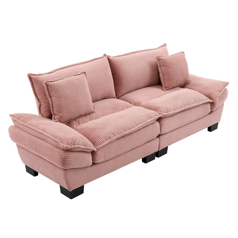 65.5 Upholstered 3-Seater Sofa Couch with Two Pillows and Sturdy Construction
