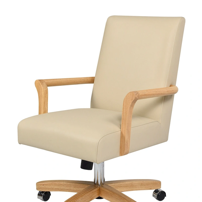 Dumont Modern Farmhouse Top Grain Leather Swivel Office Desk Chair