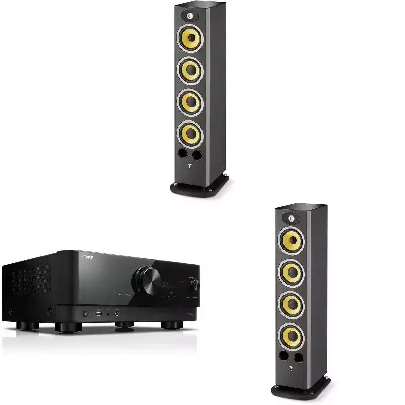 Focal Aria K2 936 Ash Grey (Limited Edition) 3-Way Floorstanding Audiophile Tower Speaker - PAIR, with RX-V6ABL 5.2-Channel AV Receiver with 8K HDM...