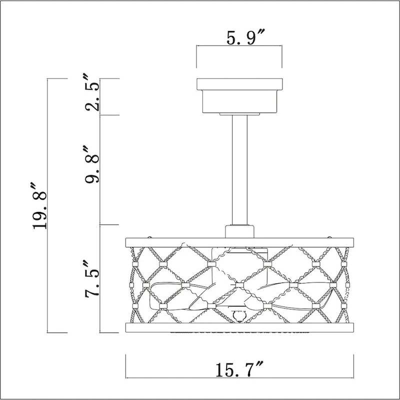 Marzell 16 Inch Modern Wood Grain Fandelier - N/A