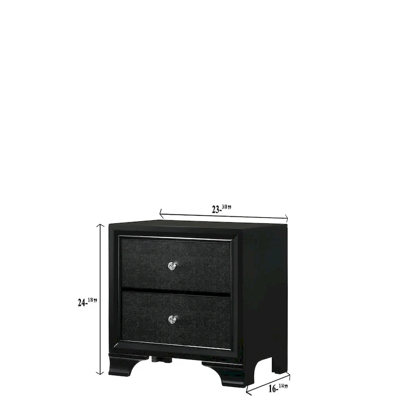 Nathalie 4 Piece Black LED Fabric Upholstered Tufted Panel Bedroom Set