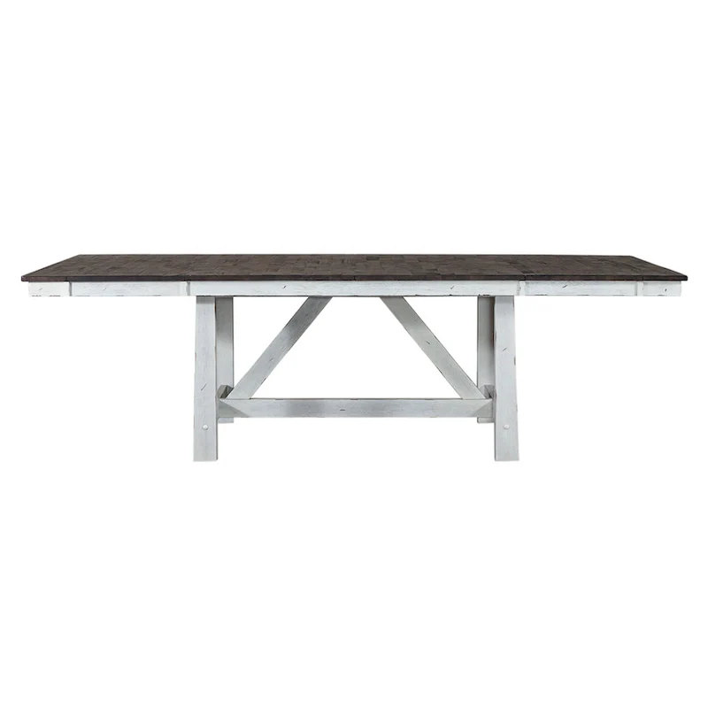 Farmhouse Two Tone White Optional 7 Piece Trestle Table Set