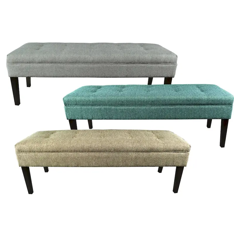 Button Tufted Upholstered Bench - 55 Long - Multiple Colors