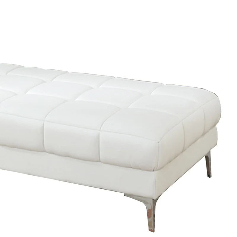 Modish Bonded Leather Ottoman In White