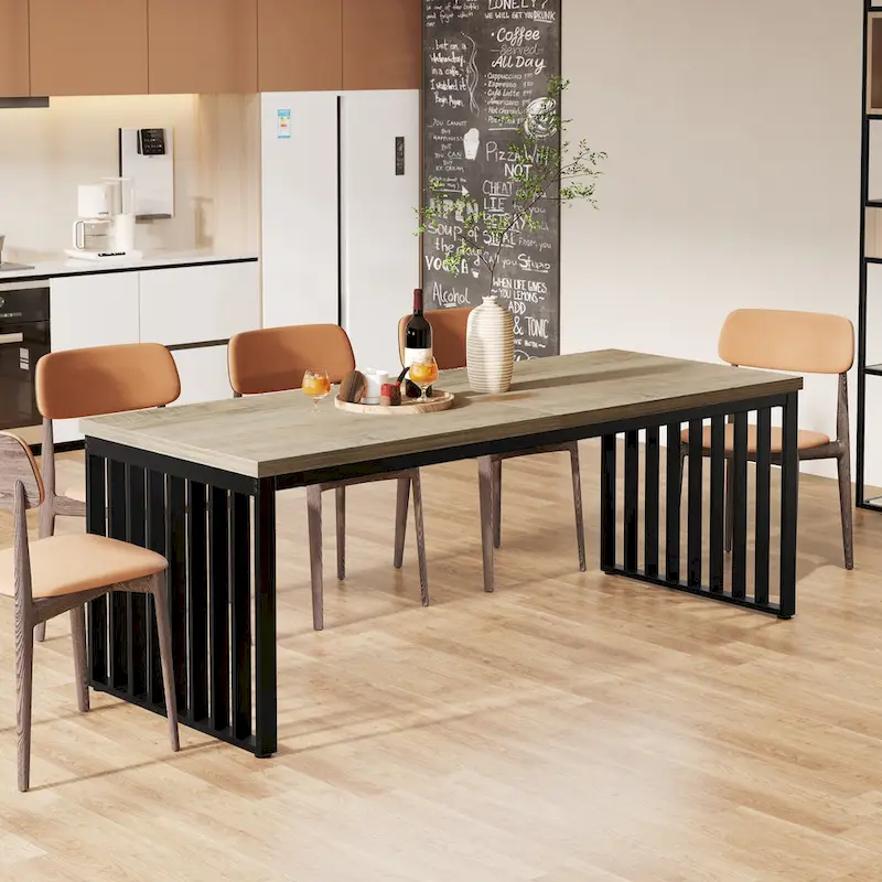78.74-inch Kitchen Dining Table with Metal Legs