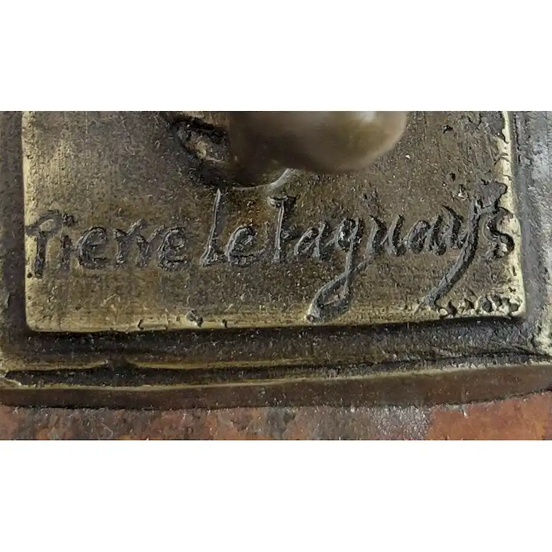 Dancer Of Thyrsus By Pierre Le Faguays - Art Deco Bronze Sculpture On Marble Base