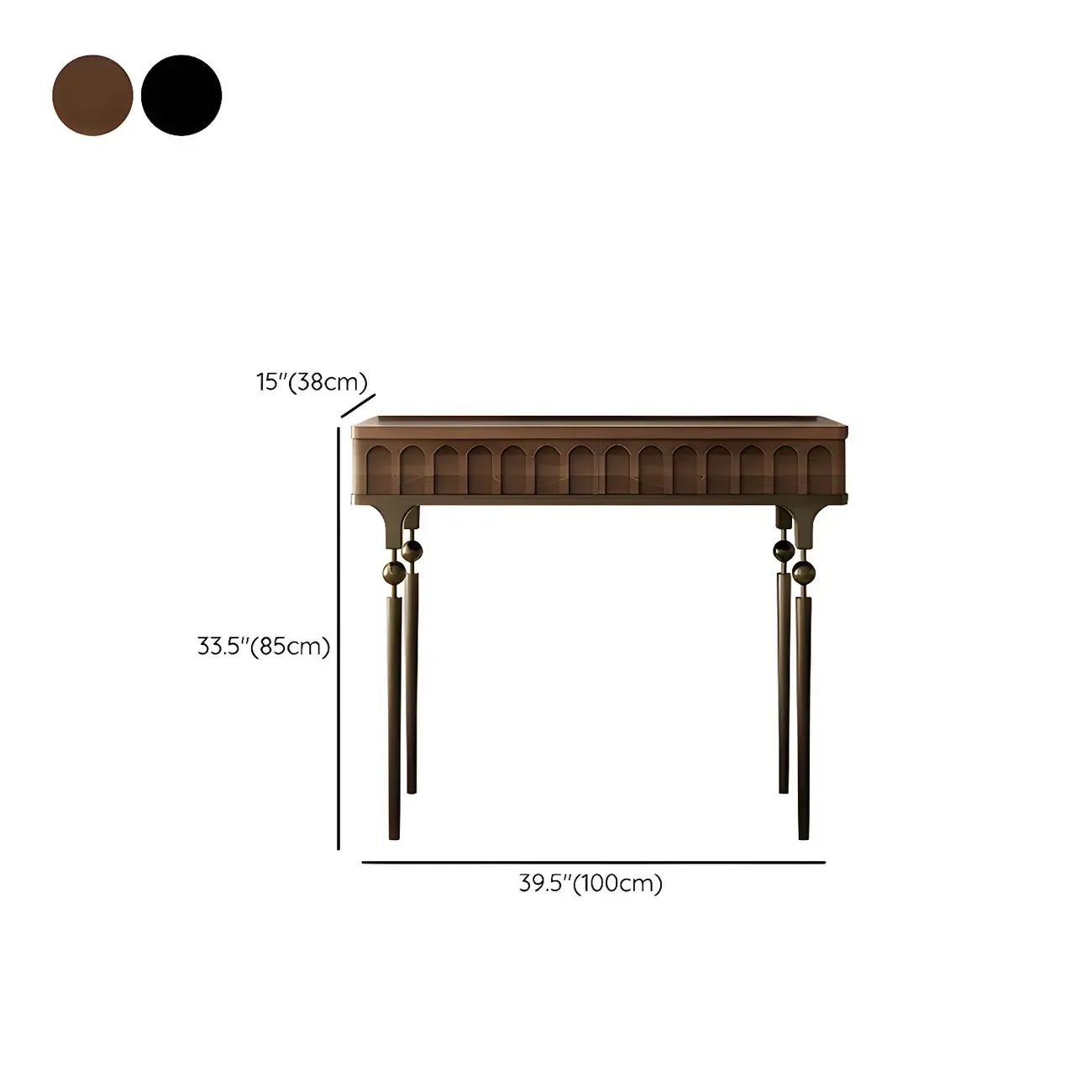 Modern Black Wood Gold Legs Console Table