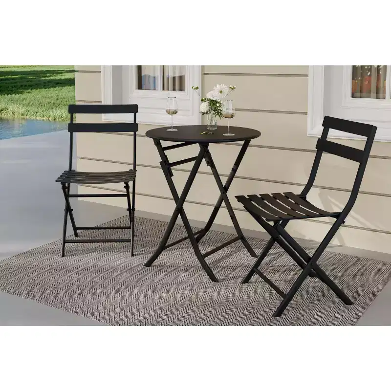 3 Piece Patio Set,Folding Patio Table and Chairs, Folding Outdoor Patio Furniture Sets,Weather Resistant Conversation Set for Yard Garden