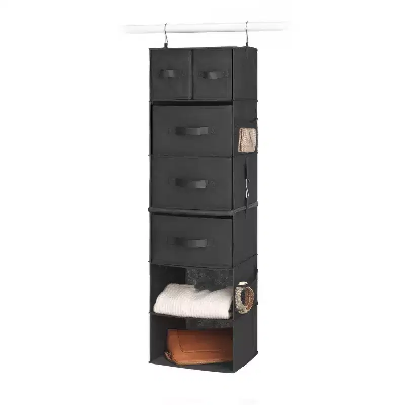 Whitmor Multifunctional Hanging Organizer with Drawer Inserts 1ct Black