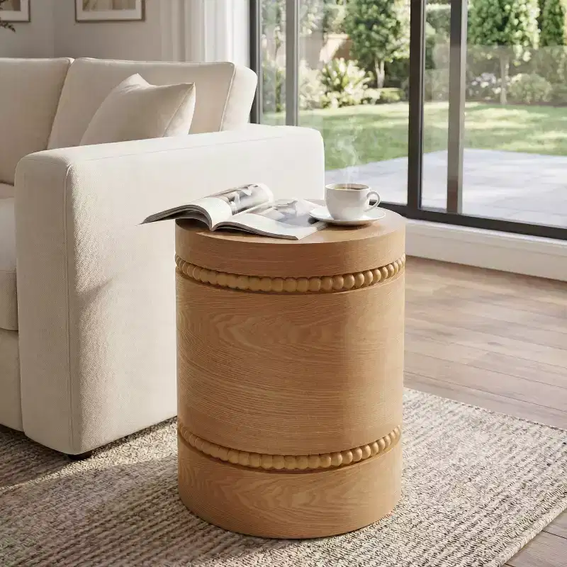 Christopher Knight Home Pranav Modern Wooden End Table with Cylindrical Design