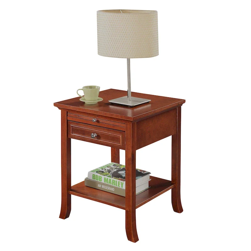 Convenience Concepts American Heritage Logan 1 Drawer End Table with Pull-Out Shelf