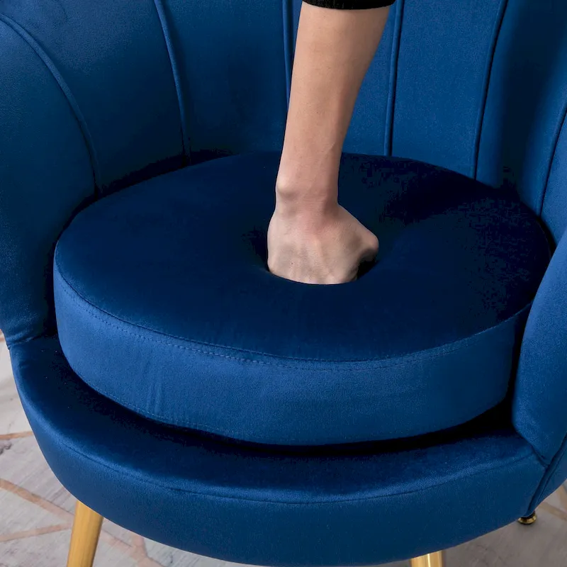 Green Velvet Lotus Accent Chair with Gold Legs - Single Seat