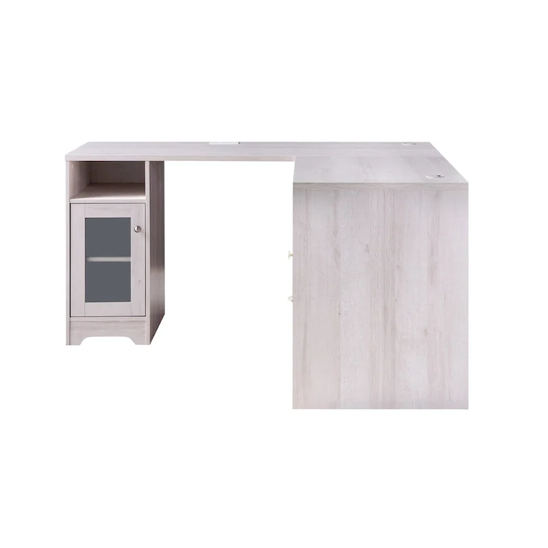 Transitional 59-inch L-shaped Computer Desk with USBs by