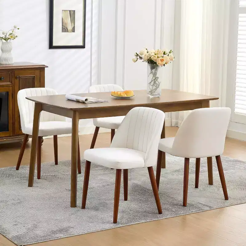 Dining Chairs Set of 4/6/8, Upholstered Chairs with Padded Seat and Wood Legs, Fabric Side Dinner Chair for Kitchen, Dining Room, Restaurant, Cafe