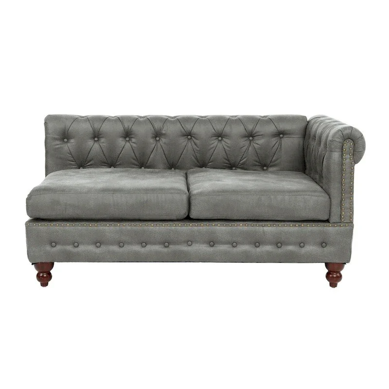 Reversible One Arm Loveseat Dark Coffee Breathable Leatherette Tufted 1Pc Couch Living Room Furniture