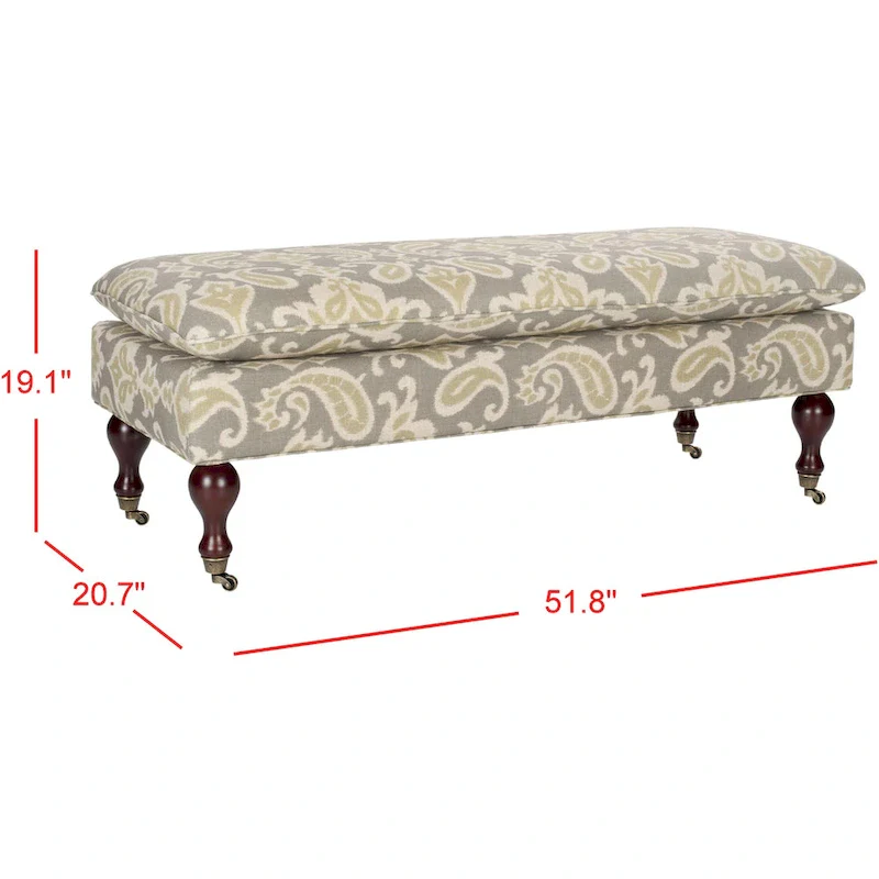 SAFAVIEH Tari Pillowtop Grey/ Sage Bench - 0 - 52 W x 21 D x 19 H - 52Wx21Dx19H