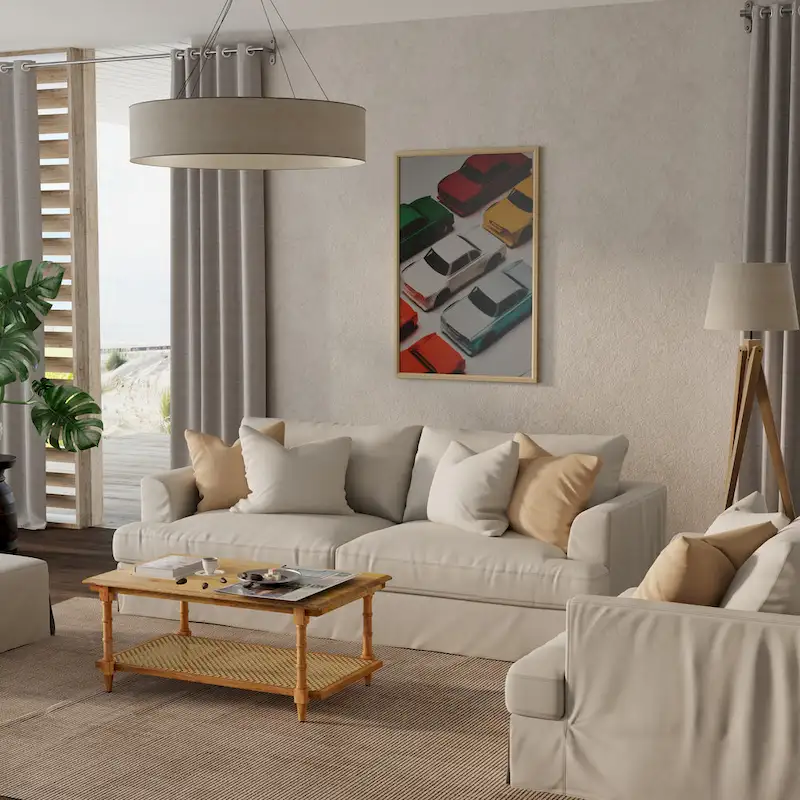 Carolina Living Chesterfield Wood & Cane Coffee Table - Whitewash