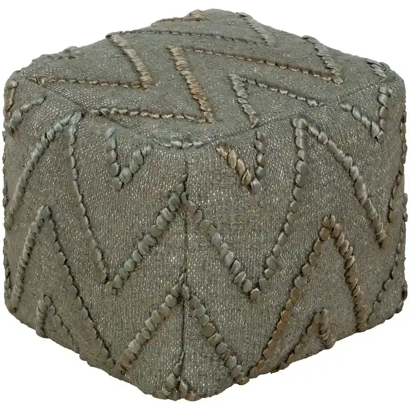 Woven Jute Square Pouf – Wheat / Camel / Dark Green, 1-Person Footrest & Extra Seat