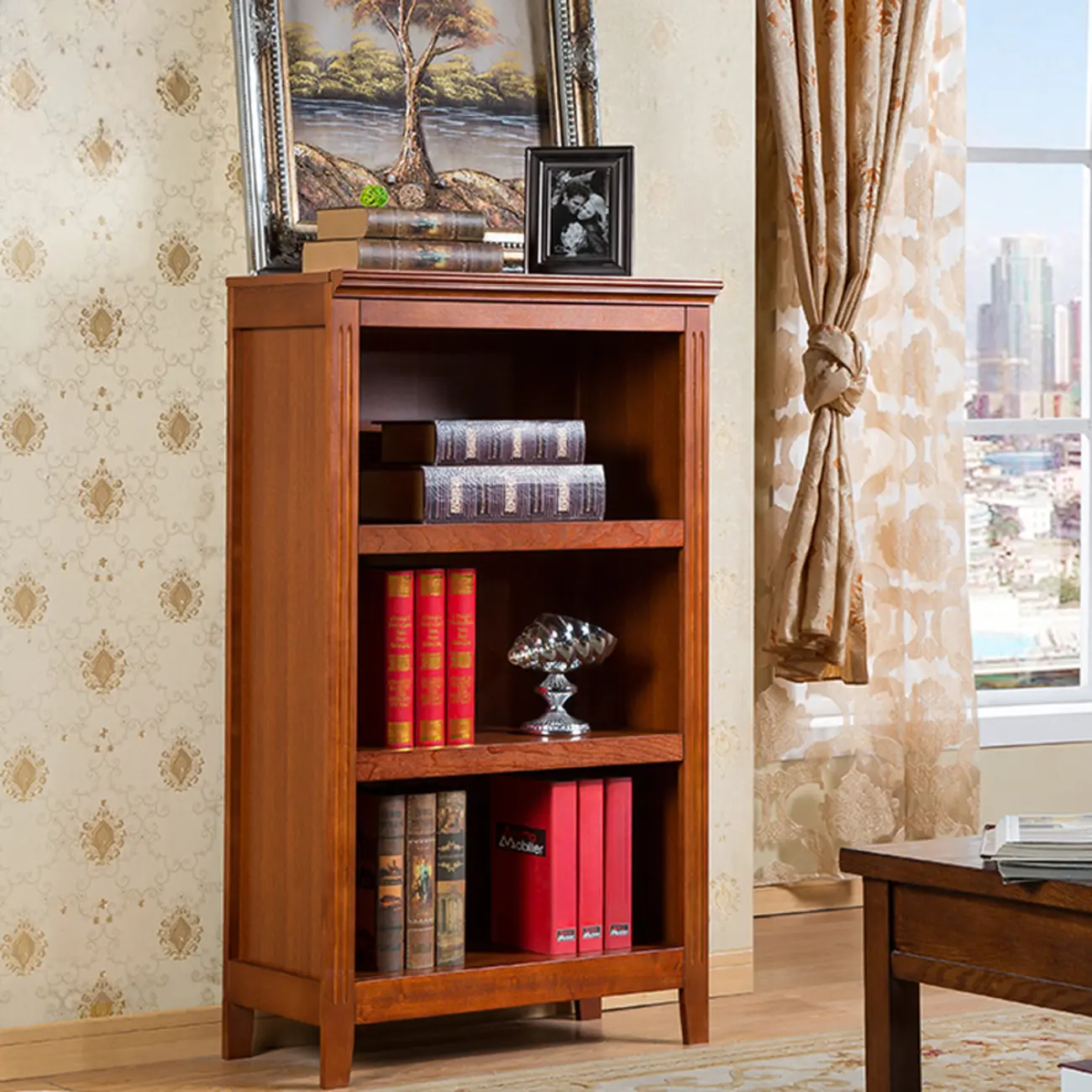 Classic Birch Wood 5-Tier Vertical Barrister Bookcase