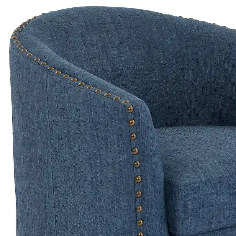 Upholstered Swivel Accent Chairs with Nailhead Trim, Set of 2