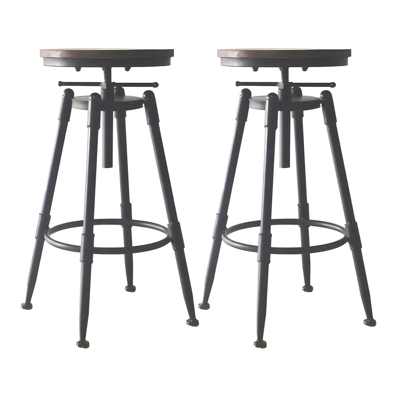 Industrial Metal Leather Swivel Bar Stools with Back