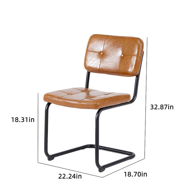 Modern Simple Leather Dining Chair with Metal Pipe