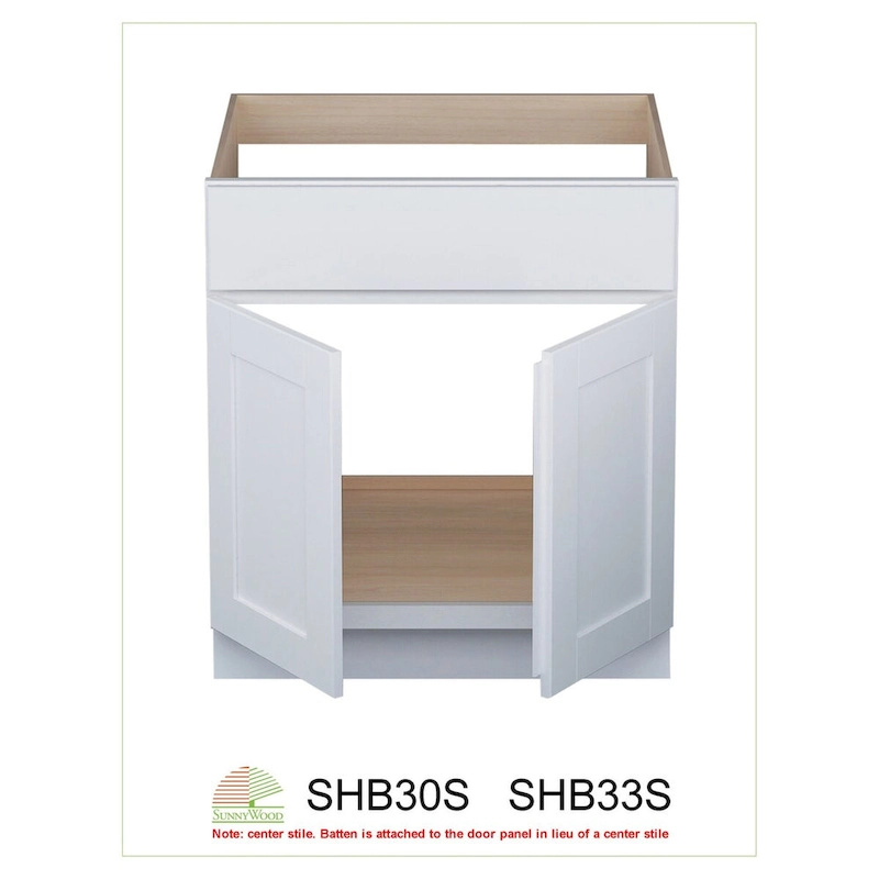 Sunny Wood Shaker Hill 30 Double Door Sink Base Cabinet