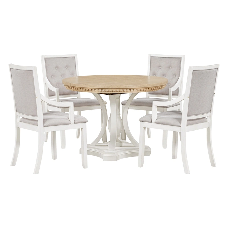Nestfair Retro 5-piece Dining Set with 4 Chairs and Extendable Table