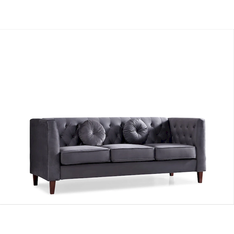 US PRIDE FURNITURE Velvet Classic Chesterfield Sofa with Wood legs