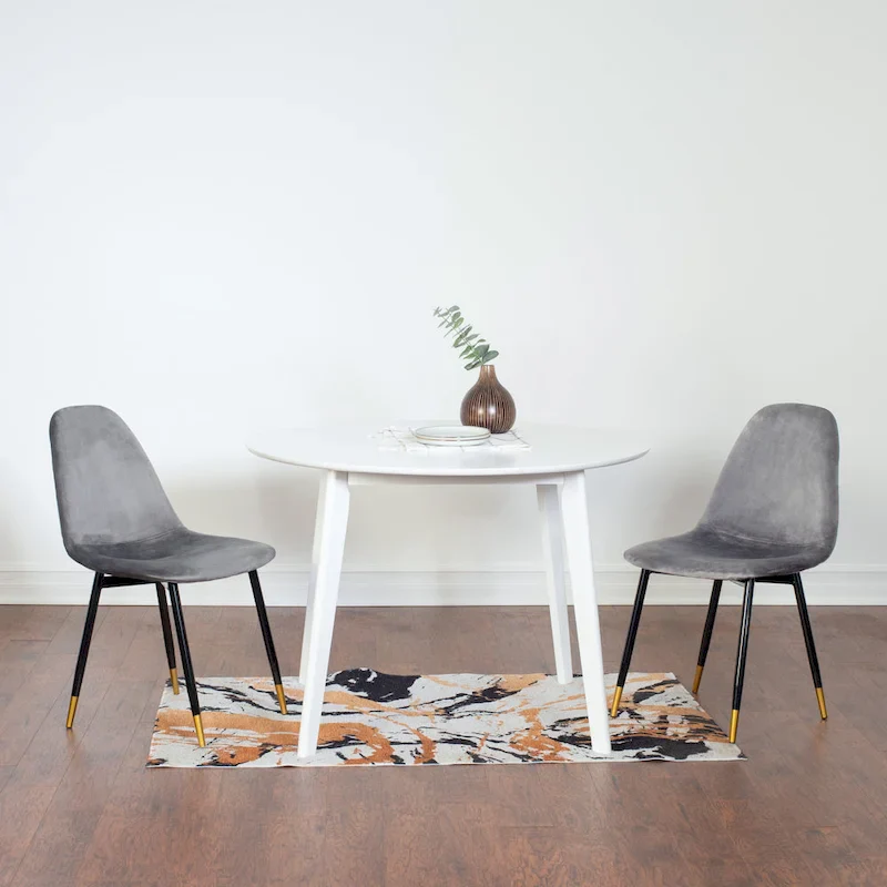 Modern Style 5-Piece Dining Set with Round Table and 4 Velvet Upholstered Chairs