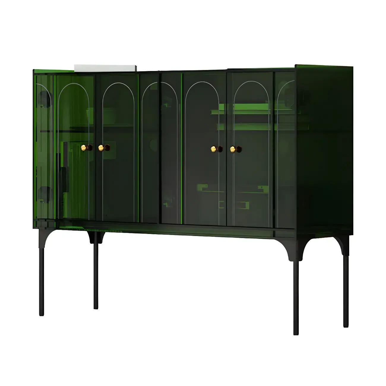 Modern Plastic/Acrylic Sideboard Cabinets with Shelves in Red