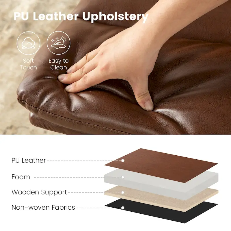 Glitzhome Set of 2/4 Modern PU Leather Thick Upholstered Side Dining Chairs with Metal Legs