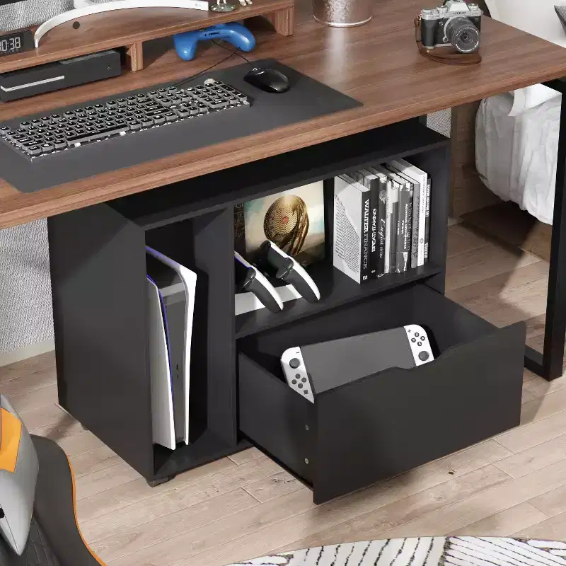 Famapy Mobile Black Under - Desk Organizer Gaming Storage Cabinet - Compact Organizer for PS Consoles, Games & Accessories