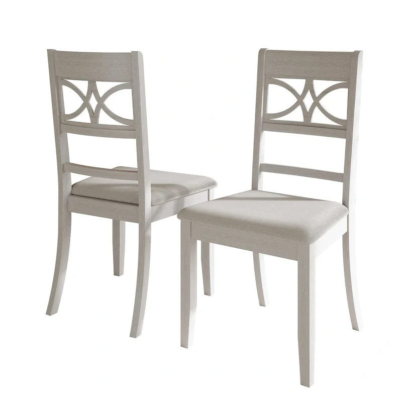 White / Brown / Grey / Black Solid Wood Dining Chair, Upholstered, Set of 2