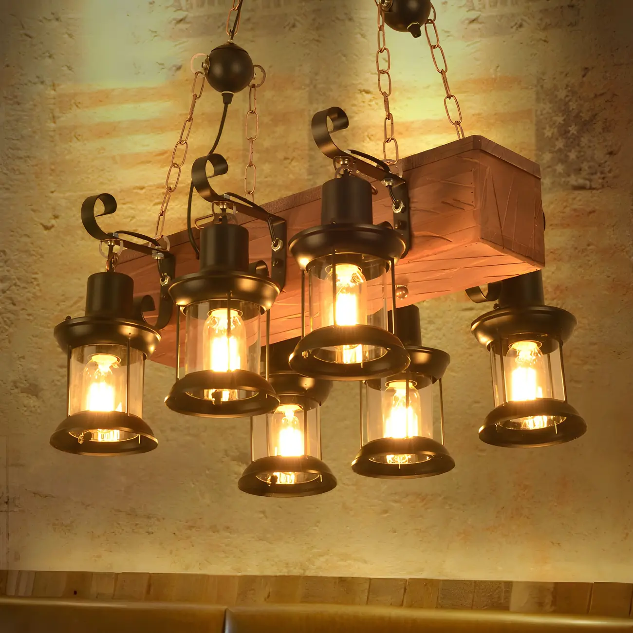 Rustic Lantern-Shaped Pendant Lights for Kitchen