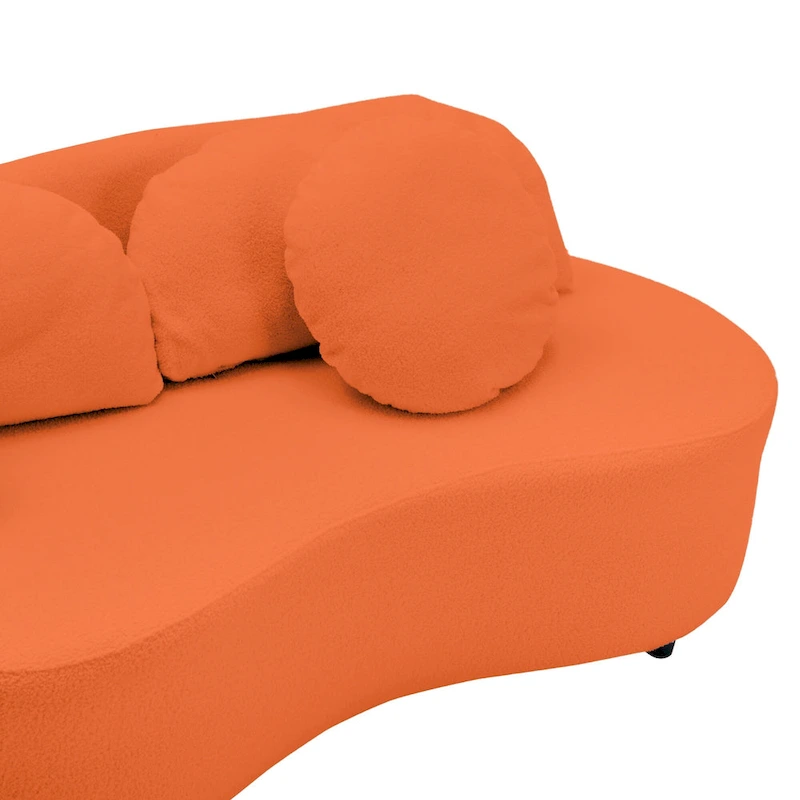 103.5 Lamb Velvet Armless Sofa with 6 Pillows and Floating Design