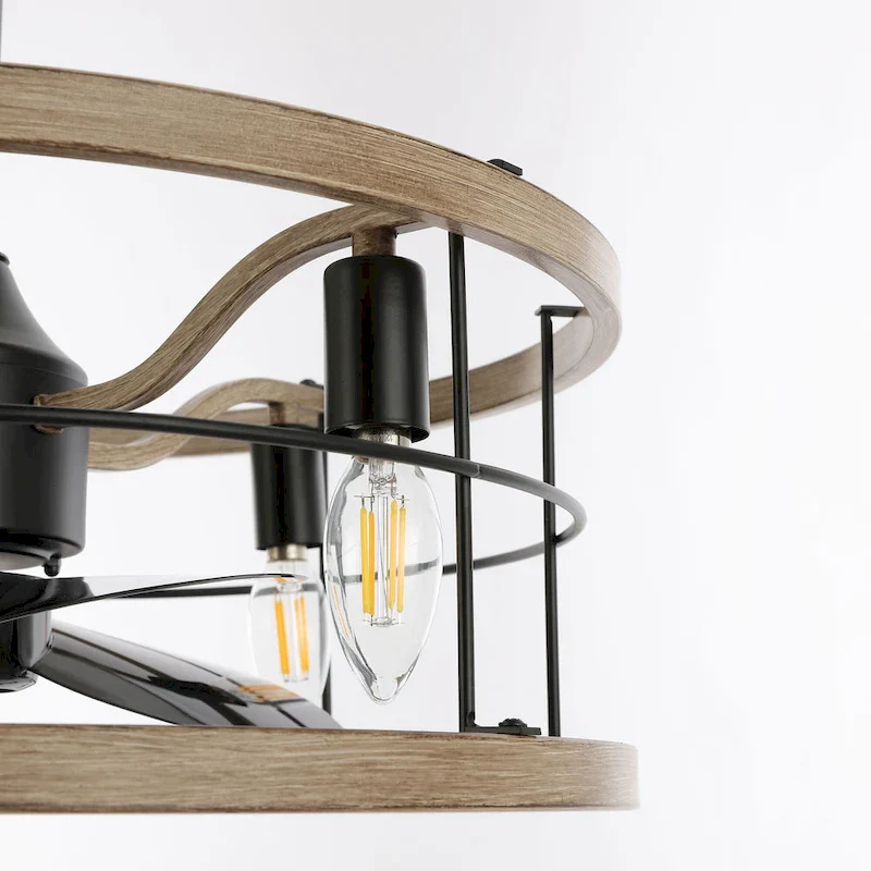 GetLedel 18-in Industrial Caged Ceiling Fan with Remote Control and Light Kit