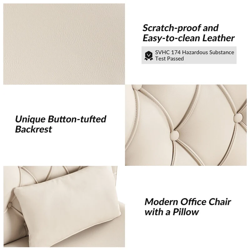 Charlie Modern Button-Tufted Swivel Tilting Office Chair with Pillow by HULALA HOME