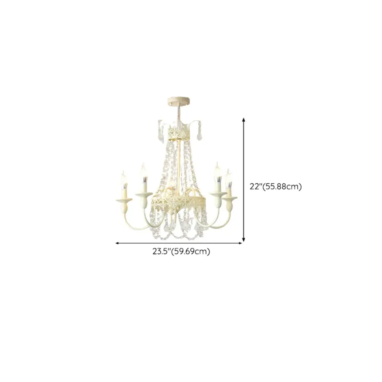 White Crystal Chandelier Classic Iron Elegant Design