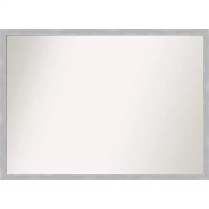 40" x 29" Non-Beveled Grace Brushed Nickel Narrow Wall Mirror - Amanti Art: Modern Rectangle, Polystyrene Frame