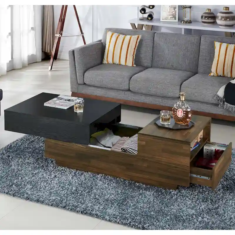 DH BASIC Transitional Brown 47-inch 1-shelf Coffee Table with Sliding Top by Denhour