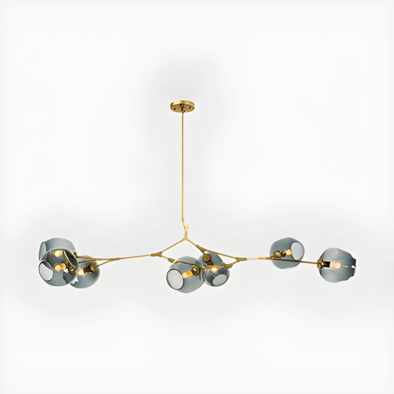Industrial Sputnik Chandelier with Clear Blue Glass Globes
