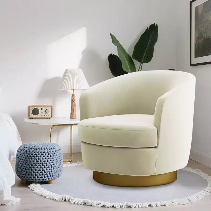 Likepay Velvet Swivel Accent Chair Barrel Chair, 360 Swivel Chair, Makeup Vanity Stool Modern Accent Chair for Living room Bedroom