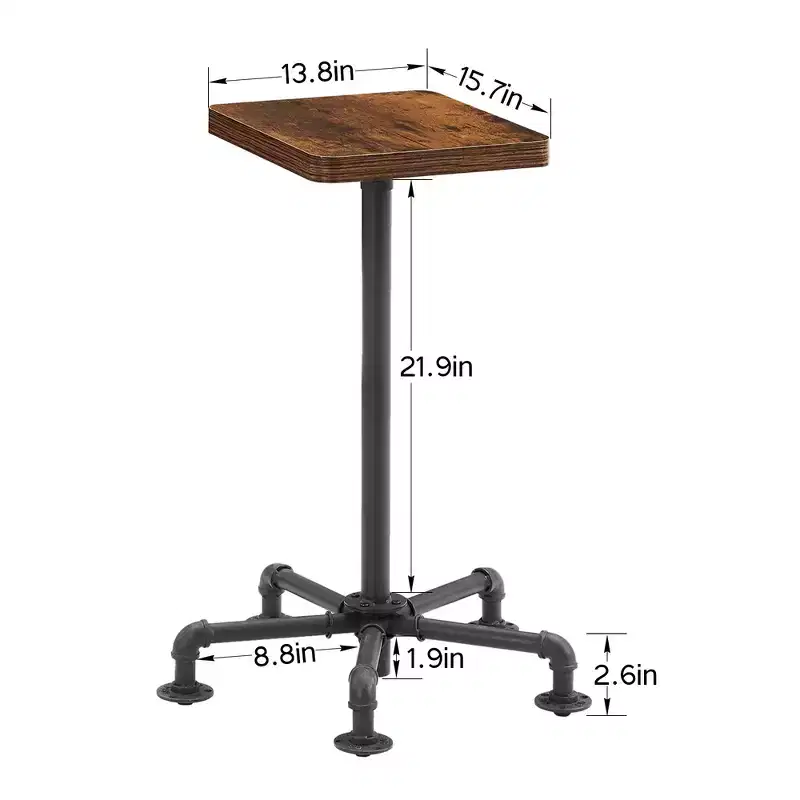 VECELO Counter Height Bar Stools Set of 2, Dining Chairs with Back Legs for Home or Kitchen, Easy Assembly, Brown